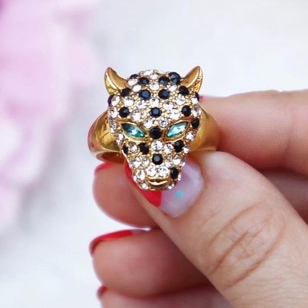 Stella & Dot | Pavé + Gold🐯Roar Cheetah Panther Cocktail Ring Retired - Picture 4 of 16